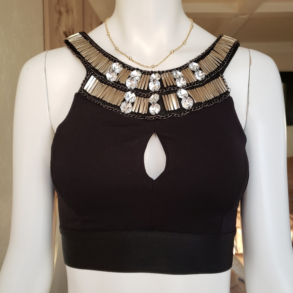 Bebe Embelliseh Beaded Crop top